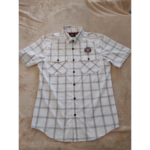 Harley-Davidson Other - Harley Davidson MotorClothes Shirt Mens M White Plaid Button Up Biker Logo